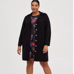 Torrid Notched Collar Cardigan Black Sweater 1X